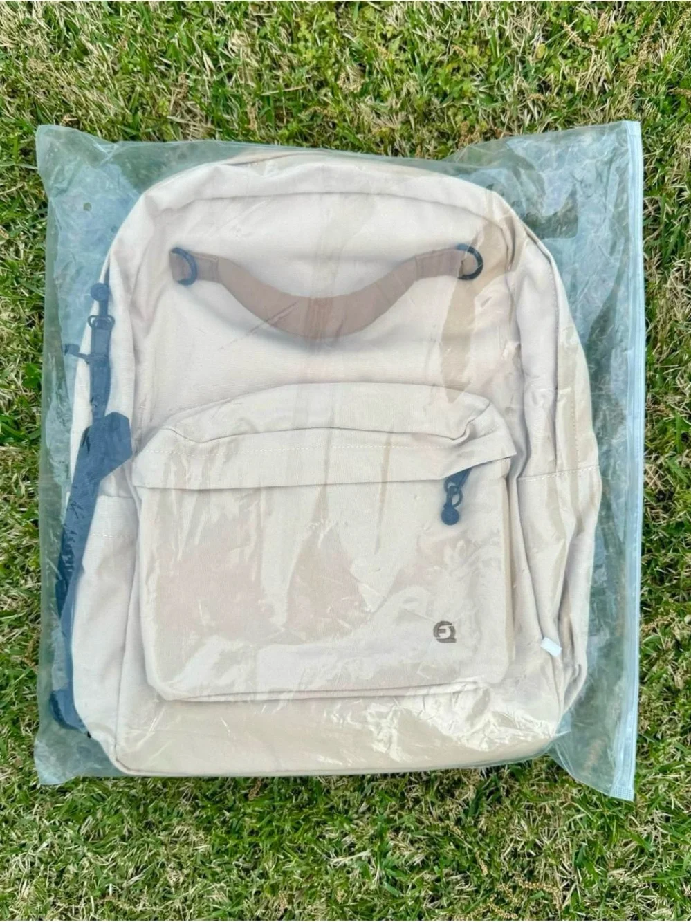 Everyday Beige Backpack with Tan Handle